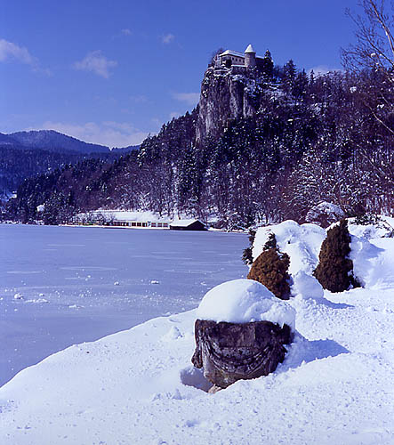 Lake Bled and Castle in Winter